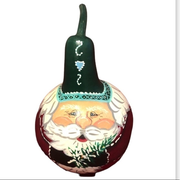 VINTAGE HAND PAINTED CHRISTMAS SANTA GOURD - Picture 1 of 5